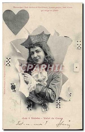 Carte Postale Ancienne Cartomancie Voyance Folklore Horoscope Les 4 valets Valet de coeur