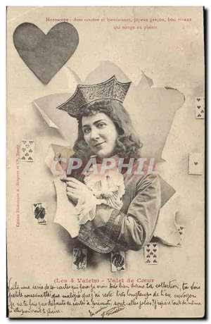 Carte Postale Ancienne Horoscope Les 4 valets Valet de coeur