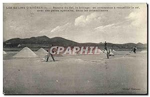 Carte Postale Ancienne Folklore Marais Salants Les Salins d'Hyeres Recolte du sel Le battage