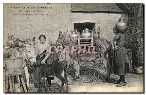Carte Postale Ancienne Folklore Visite a la ferme Ane Mule TOP