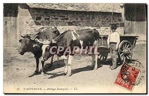 Carte Postale Ancienne Folklore Auvergne Attelage Auvergnat Enfant