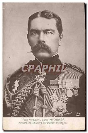 Carte Postale Ancienne Feld Marechal lord Kitchener Ministre de la guerre de Grande Bretagne