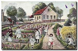 Image du vendeur pour Carte Postale Ancienne Fantaisie Enfant Bebe Jardinage mis en vente par CPAPHIL