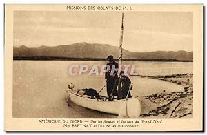 Image du vendeur pour Carte Postale Ancienne Polaire Amerique du Nord sur les fleuves et les lacs du Grand Nord Mgr Breynat et l'un des ses missionnaires Oblats mis en vente par CPAPHIL