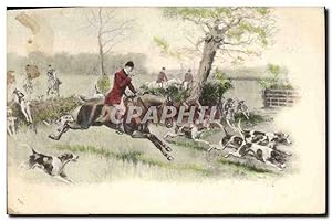 Carte Postale Ancienne Chiens Chien Chasse a courre Cheval