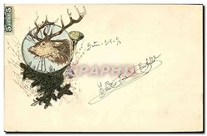 Carte Postale Ancienne Chiens Chien Chasse a courre Cerf