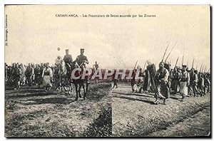 Carte Postale Ancienne Militaria Maroc Casablanca Les prisonniers de Settat escortes par les Zouaves