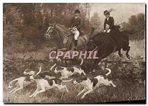 Carte Postale Ancienne Chiens Chien Chasse a courre Salon de Paris 1913 De Liniers La traversee d...