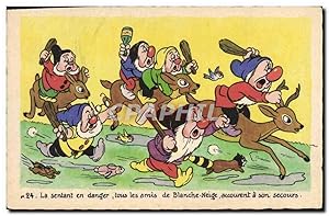 Image du vendeur pour Carte Postale Ancienne Fantaisie Walt Disney Blanche Neige et les sept nains La sentant en danger mis en vente par CPAPHIL