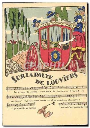 Carte Postale Ancienne Fantaisie Illustrateur Sur la route de Louviers