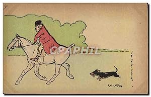 Carte Postale Ancienne Chiens Chien Chasse a courre Cavalier Cheval