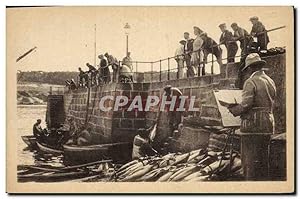 Carte Postale Ancienne Peche Concarneau Arrivage du thon