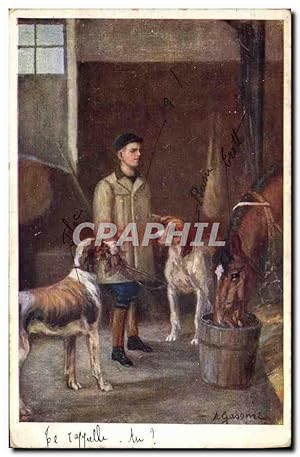 Carte Postale Ancienne Chien Chiens Chasse a courre Cheval