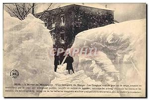 Carte Postale Ancienne Folklore Auvergne L'hiver en montagne Une congere en neige