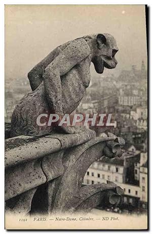 Carte Postale Ancienne Gargouille Paris Eglise Notre Dame Chimere