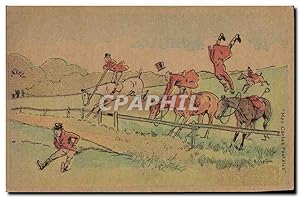 Carte Postale Ancienne Chiens Chien Chasse a courre Cavaliers