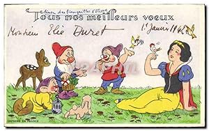 Carte Postale Moderne Fantaisie Illustrateur Walt Disney Blanche Neige et les sept nains