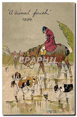 Carte Postale Ancienne Chien Chiens Chasse a courre Cavaliers A dismal finish 1804