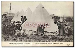 Carte Postale Ancienne Militaria Dames ambulancieres anglaises installant leur tente Infirmieres ...