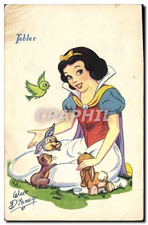 Carte Postale Ancienne Fantaisie Illustrateur Walt Disney Blanche Neige et les sept nains