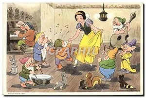 Carte Postale Ancienne Fantaisie Illustrateur Walt Disney Blanche Neige et les sept nains