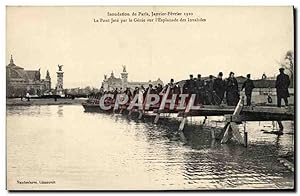 Carte Postale Ancienne Militaria Inondation de Paris Janvier Fevrier 1910 Le pont jete par le Gen...