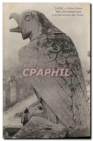 Carte Postale Ancienne Gargouille Paris Notre Dame Bete d'amortissement a la balustrade des tours