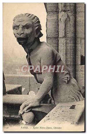 Carte Postale Ancienne Gargouille Paris Notre Dame Chimere