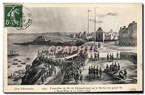 Carte Postale Ancienne Funerailles de M de Châteaubriand sur le rocher du Grand Be a Saint Malo 1848