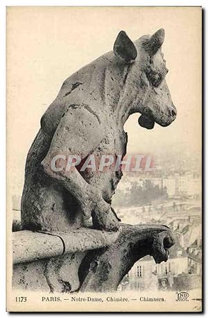 Carte Postale Ancienne Gargouille Paris Notre Dame Chimere