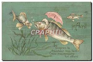 Carte Postale Ancienne Fantaisie Poisson 1er Avril