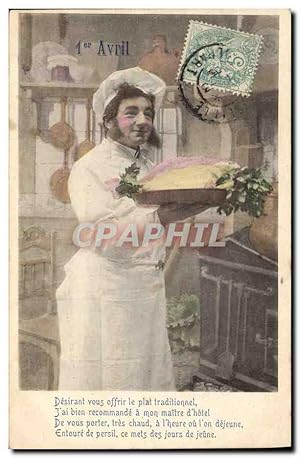 Carte Postale Ancienne Cuisine 1er Avril Cuisinier