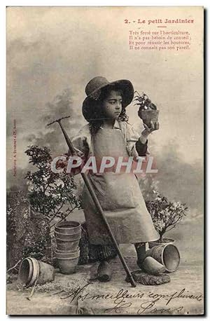 Carte Postale Ancienne Fantaisie Enfant Le petit jardinier