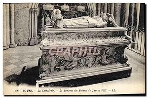 Carte Postale Ancienne Tours La cathédrale le tombeau des enfants de Charles VIII