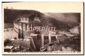 Carte Postale Ancienne Electricite Eguzon Le barrage sur la Creuse au pont des Pîles fournissant ...