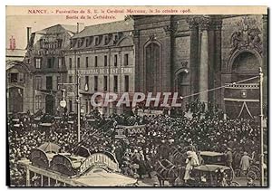 Carte Postale Ancienne Nancy Funerailles de SE le cardinal Mathieu Sortie de la cathédrale TOP