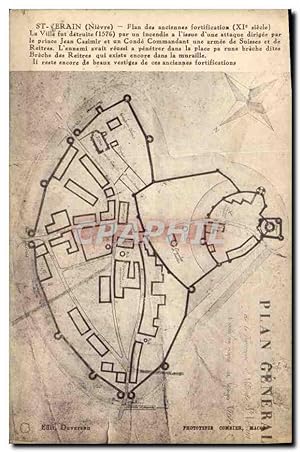 Carte Postale Ancienne St Verain Plan des anciennes fortifications