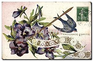 Imagen del vendedor de Carte Postale Ancienne Fantaisie Fleurs Temoignage d'amitie a la venta por CPAPHIL