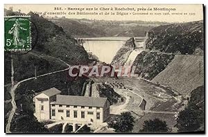 Carte Postale Ancienne Electricite Barrage sur le Cher a Rochebut pres de Montlucon vue d'ensembl...