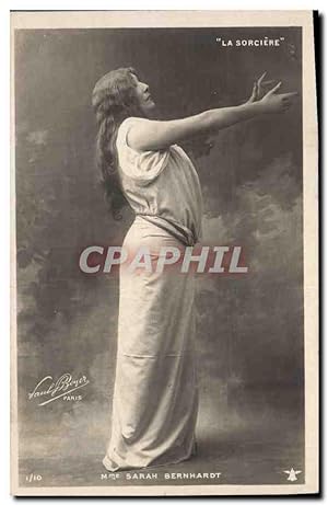 Carte Postale Ancienne Fantaisie Théâtre Femme La sorciere Mme Sarah Bernhardt