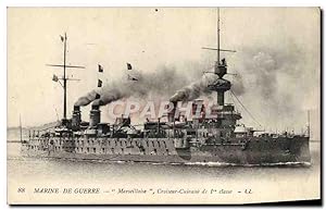 Carte Postale Ancienne Bateau Marseillaise Croiseur Cuirasse de 1ere classe