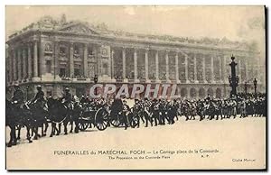 Carte Postale Ancienne Funerailles du Marechal Foch Le cortege place de la Concorde Paris