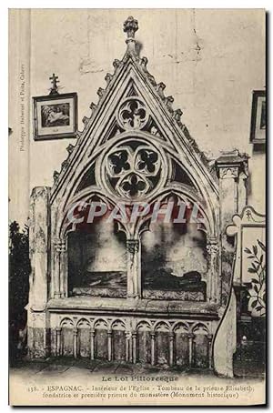 Carte Postale Ancienne Espagnac Intérieur de l'église Tombeau de la prieure Elisabeth