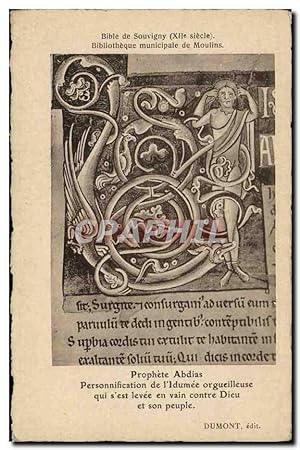 Carte Postale Ancienne Bibliotheque municipale de Moulins Bible de Souvigny Prophete Abdias Perso...