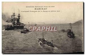 Carte Postale Ancienne Bateau Marceau Cuirasse français de 1er rang en pleine mer