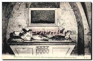Carte Postale Ancienne Eu Le tombeau de Charles d'Artois dans la crypte de l'église Notre Dame