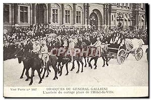 Carte Postale Ancienne Obseques du Général Gallieni L'arrivee du cortege place de l'hôtel de ville