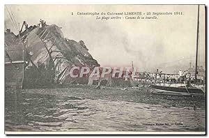 Immagine del venditore per Carte Postale Ancienne Bateau Catastrophe du Cuirasse Libert La plage arriere Canons de sa tourelle venduto da CPAPHIL