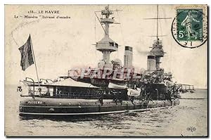Carte Postale Ancienne Bateau Le Havre Le Massena Cuirasse d'escadre