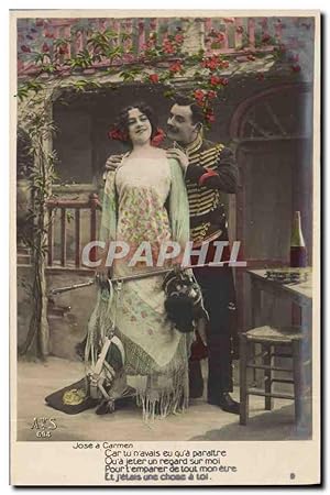 Carte Postale Ancienne Fantaisie Femme Jose a Carmen Bizet